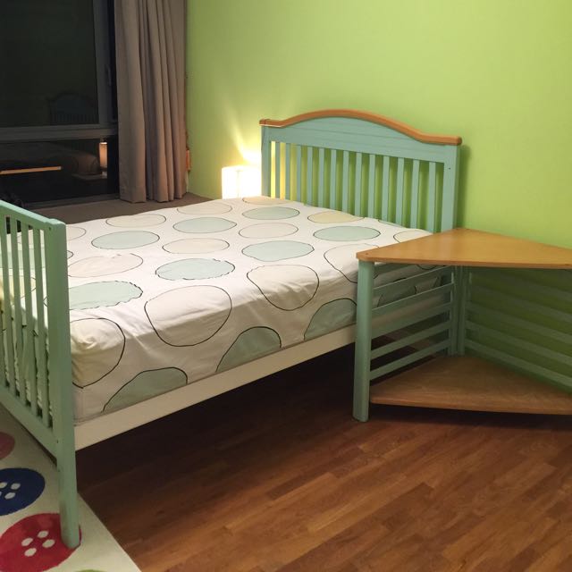 Italian Baby Crib Convertible To Super Single Bedframe