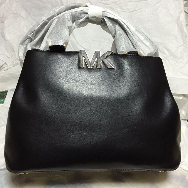 Buy the Michael Kors Florence Medium Smooth Leather Satchel Black