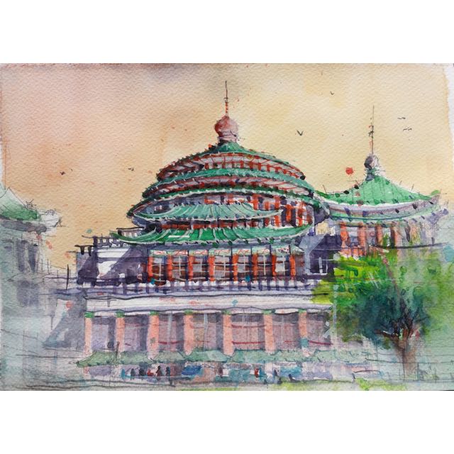 Watercolour Painting, Chong Qing, Chao Tian Men, Design & Craft on ...