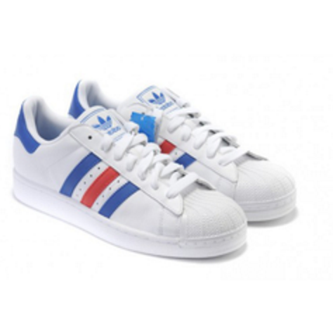 Superstars (With Blue & Red Stripes), Women's Footwear, Sneakers on