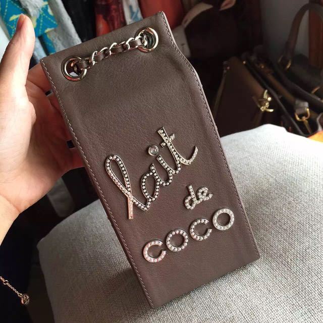 silver chanel milk carton bag