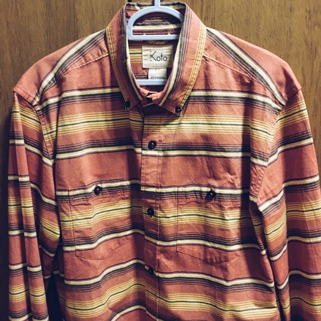 Koto Orange Striped Long Sleeved Shirt Urban Outfitters Men S