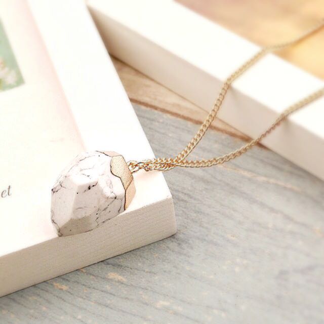 Minimalist White Marble Necklace
