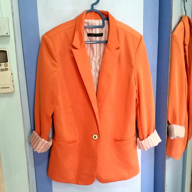 ZARA women orange blazer, Women's 
