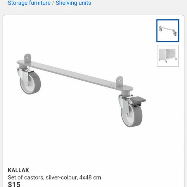 IKEA KALLAX 3 Sets of castors silver colour