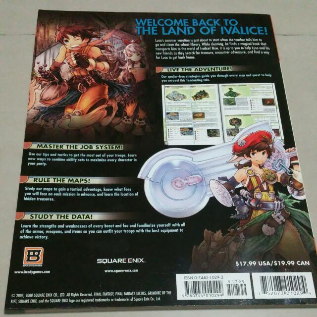 Nintendo NDS Final Fantasy Tactics A2 Strategy Guide, Video Gaming