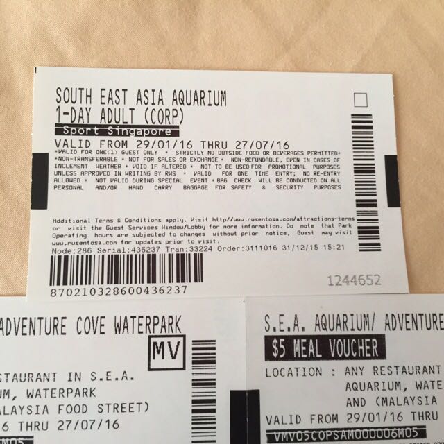 Sea Aquarium Tickets With 10 Food Voucher, Tickets & Vouchers, Local