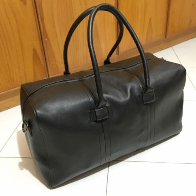zara leather duffle bag