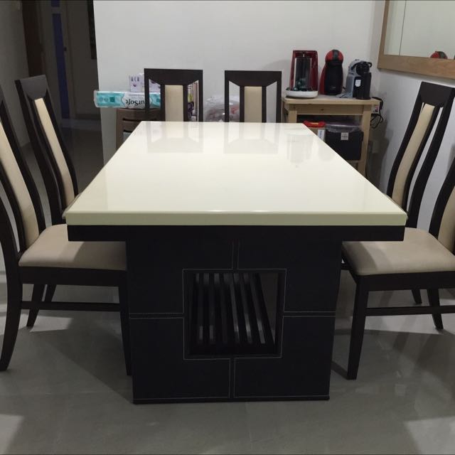 Quartz Composite Table Top C W 6 Dining Chairs Furniture On