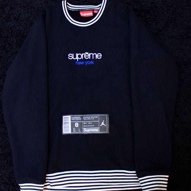 Supreme Striped Rib Classic Logo Crewneck F W14 Men s Fashion