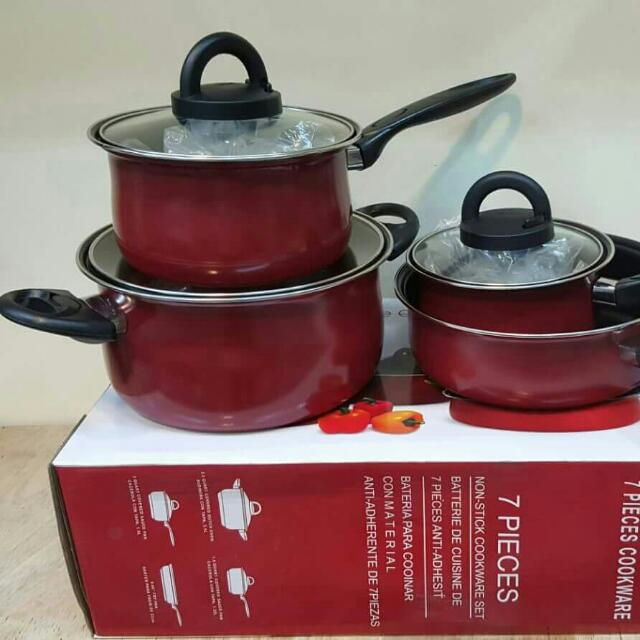 1 Set Periuk Nonstick Evolution Free 1 Laddle Noonstick Kitchen Appliances On Carousell