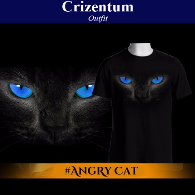Kaos 3d Angry Cat Unisex 100 Cotton Combed Premium Termurah Pria