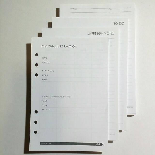 Kikki.K Large Planner Inserts, A5 Refills, Bright White, Hobbies & Toys