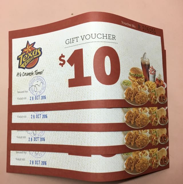 (SOLD)Texas Chicken Voucher, Tickets & Vouchers, Vouchers on Carousell