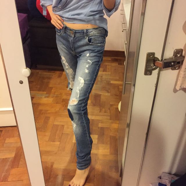 zara torn jeans