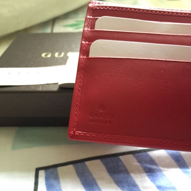 Gucci Mens Red Diamante Bifold Wallet, Men's Fashion, Watches