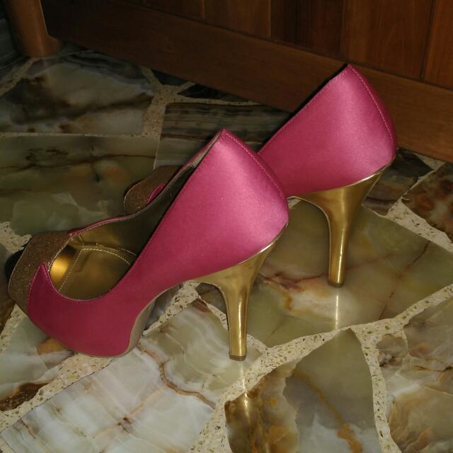 Stiletto High Heels Shoes Pink Gold 