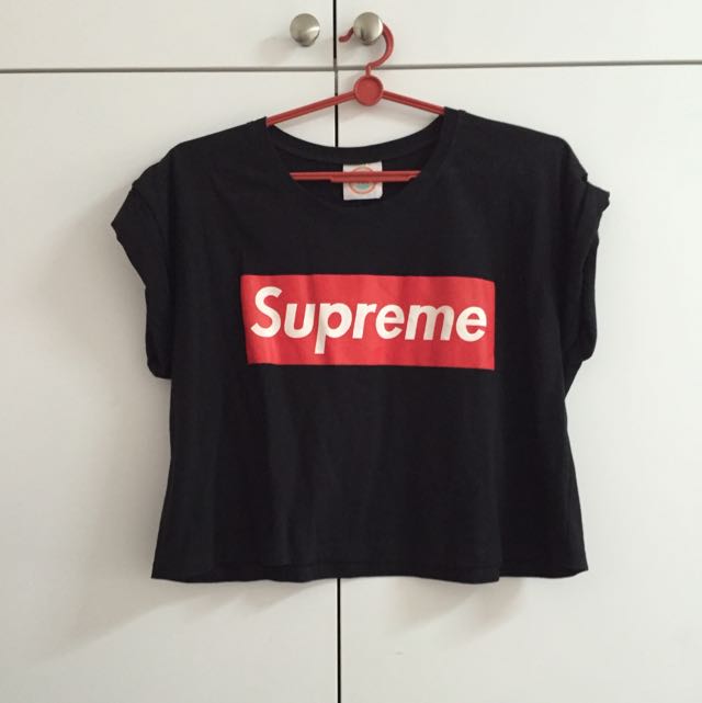 ? black supreme crop top, Women's