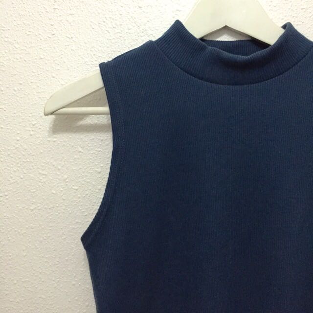 Blue High-Neck Top, Women's Fashion on 