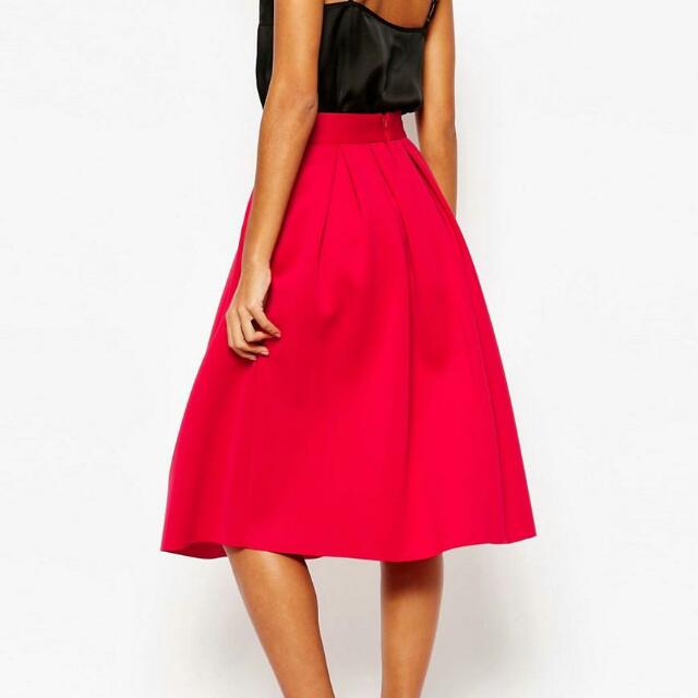 Deep red midi skirt outlet