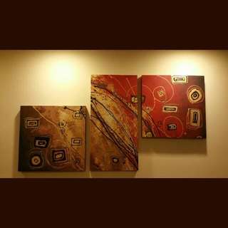 [Urgently selling - Moving Out] Three-piece Abstract Art Oil Painting