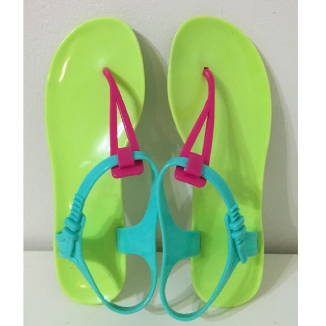 neon green jelly sandals