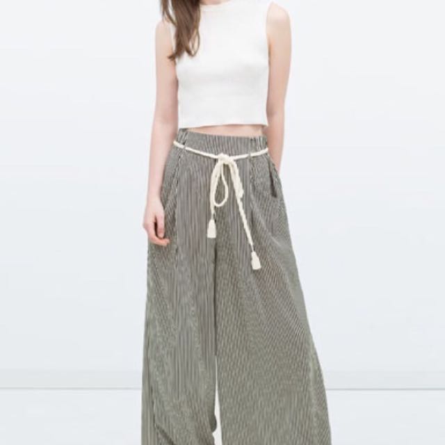 Zara Striped Wide Leg Trousers, Women's Fashion, Bottoms, Other Bottoms on  Carousell