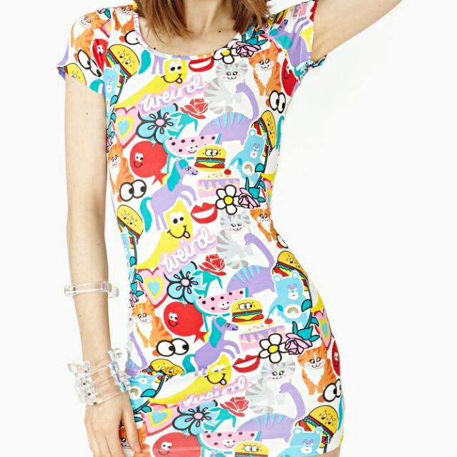 Clearance Sale Lazy Oaf X Nasty Gal Sticker Bodycon Dress Women S