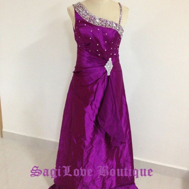 purple colour one piece dress