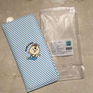 日本卡通WC熊藍白條紋護照夾