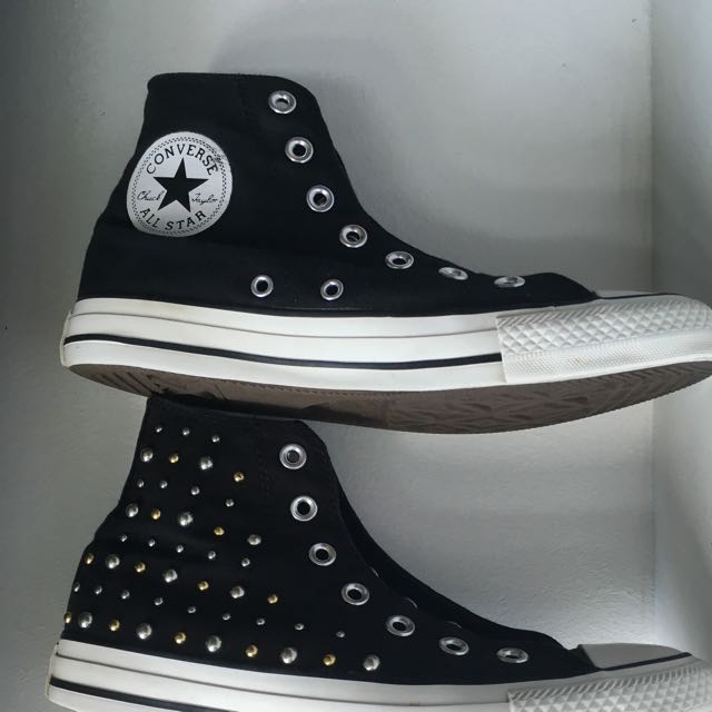 Gold Silver Studded Converse Shoes