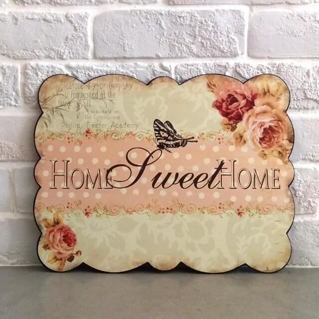 In Stock Vintage Metal Tin Wall Art Home Sweet Furniture