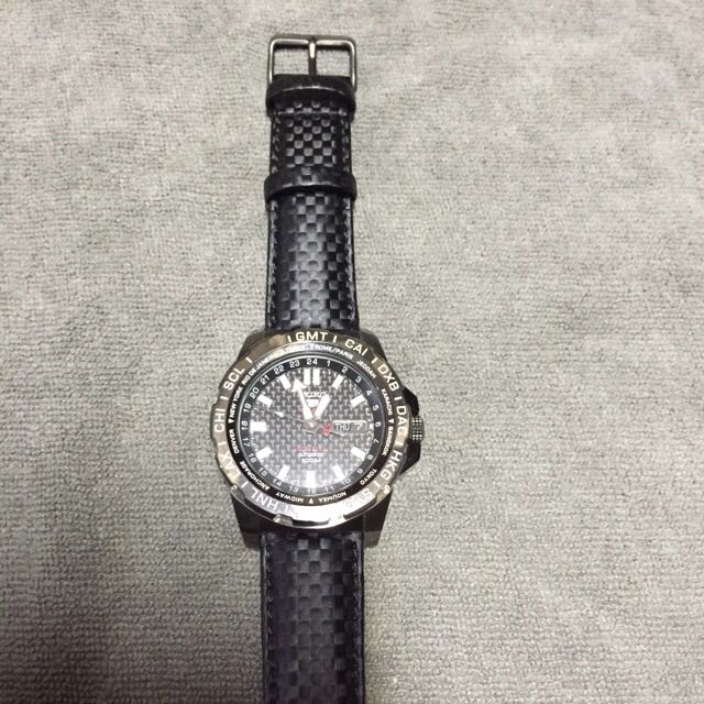 SEIKO 5 Sports Limited Edition SRP723 Automatic Black Carbon Fiber Dial And  Leather Strap, Luxury, Watches on Carousell