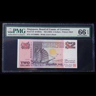 $2 Singapore Ship Note PMG 66