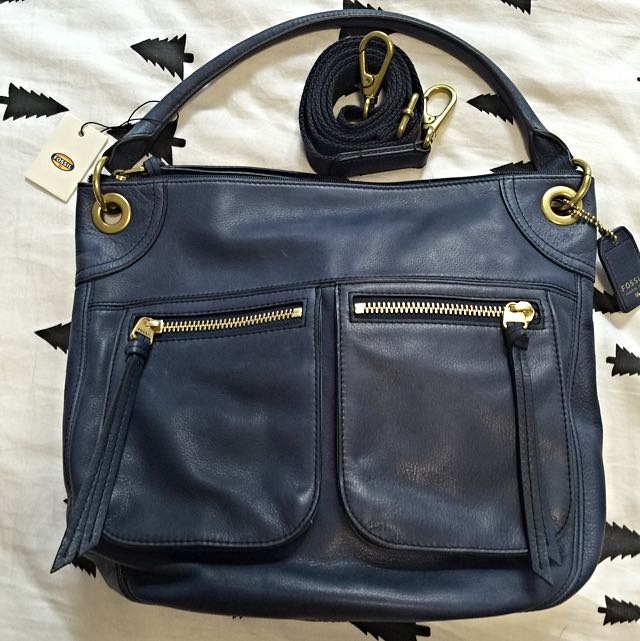 SALE Fossil Karli Large HoBo Midnight Navy Bag Luxury Bags Wallets on Carousell