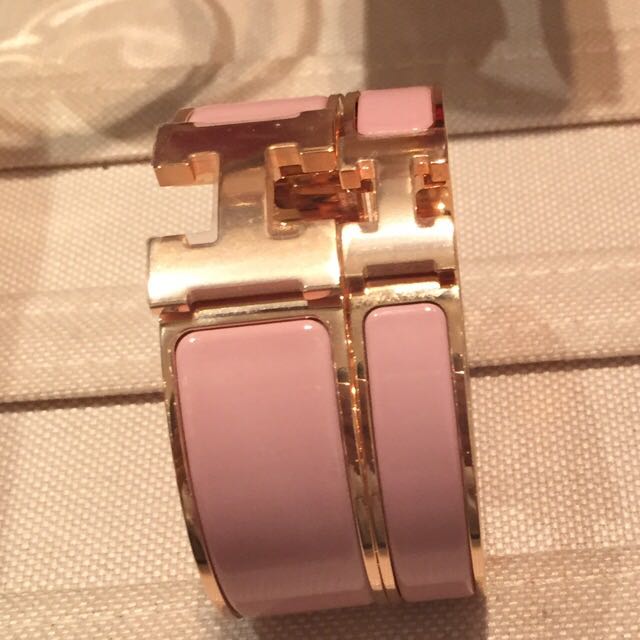 Hermes Clic Clac Bracelet Rose Pink With Rose Gold Hardware