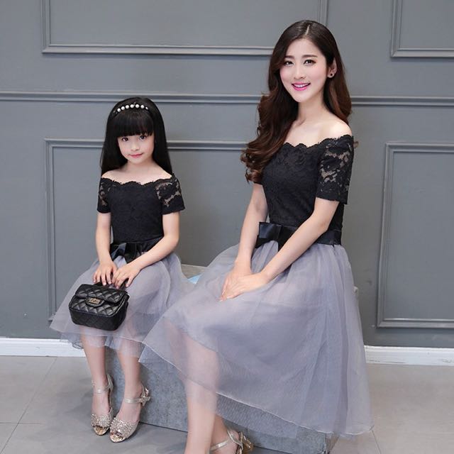 Mummy Daughter Family Couple Wear Korean Elegance Off Shoulder Premium Dress Babies Kids On Carousell