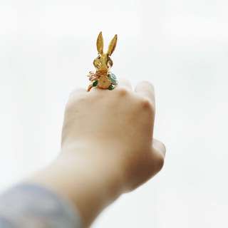 Flowery Bunny Gold Ring