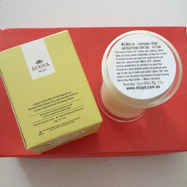BNIB ECOYA LEMONGRASS & GINGER CANDLE, Women's Fashion, Jewelry & Organisers, Precious Stones on