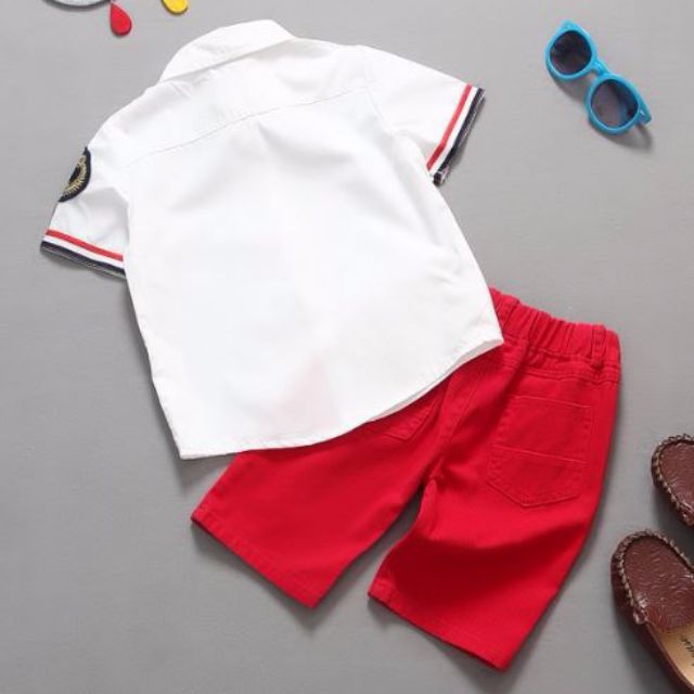 White shirt 2024 red shorts