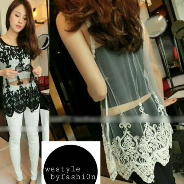 white lace mesh top