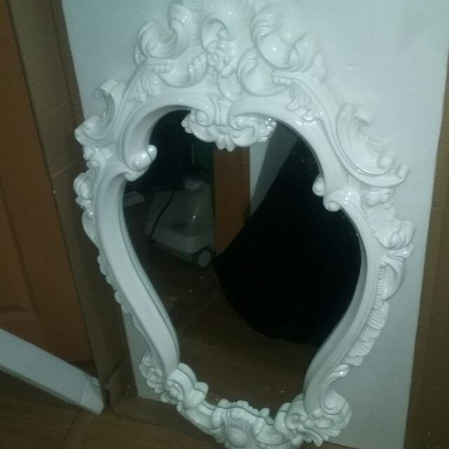 New White Fancy Mirror Size Length 101 Cm Width 63cm