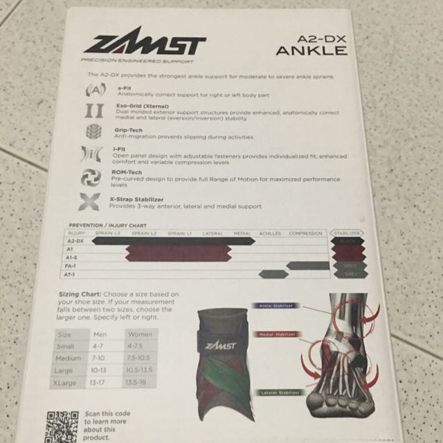Zamst Stephen Curry Ankle Brace, Health & Nutrition, Braces, Support