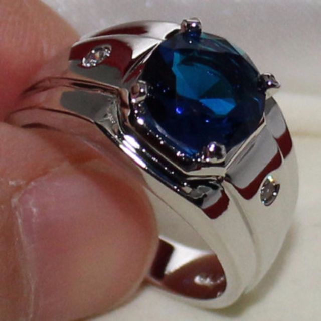Eternal Mens Round Blue Sapphire Stainless Steel Solitaire Prong Ring Size 11 Men S Fashion On Carousell