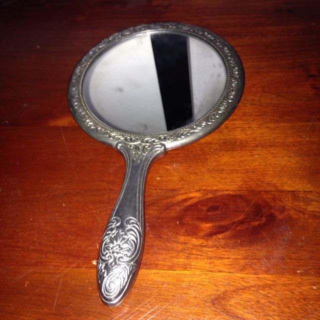 Silver Pewter Antique Hand Mirror Antiques On Carou Silver Pewter Antique Hand Mirror