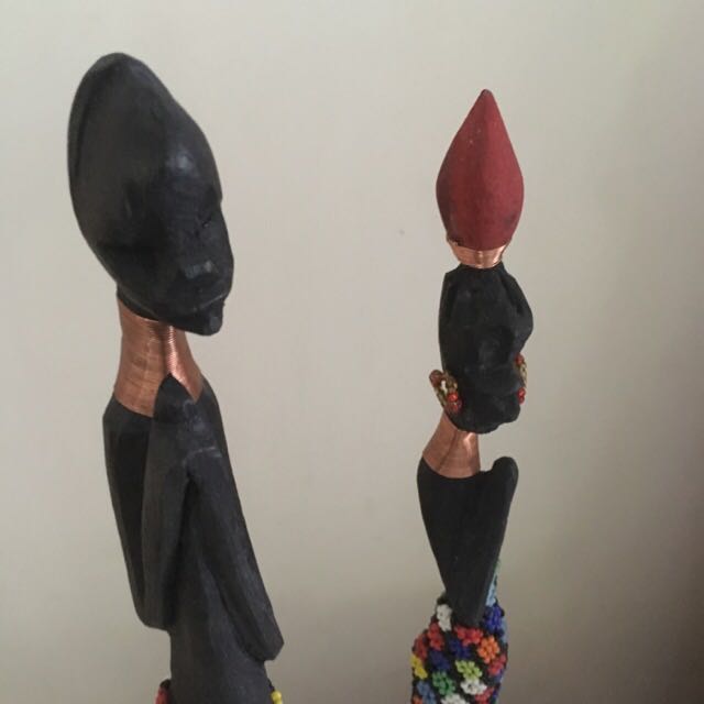 非洲直送 木雕 手工艺品 双手合十男女 平静祥和 非洲民族风