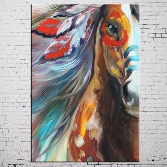 Free Shipping High Quality Handmade Horse Oil Paints Abstract Pop