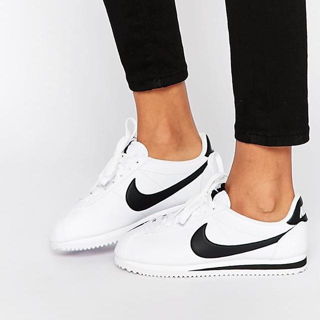 White and black nike cortez womens sale