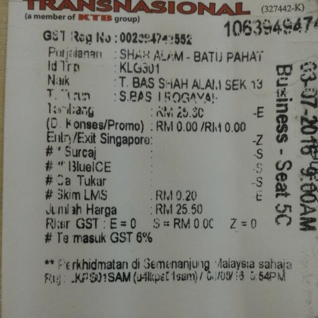 harga tiket bas transnasional