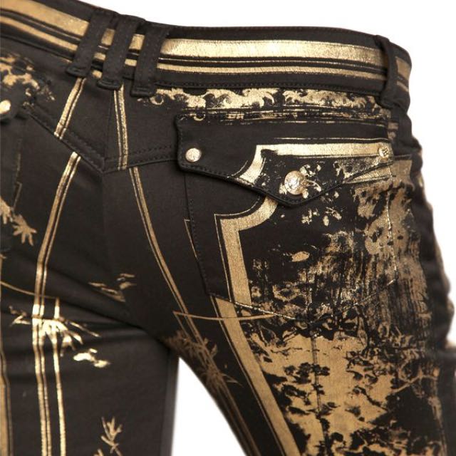 Balmain Black Gold Biker Jeans Size 36